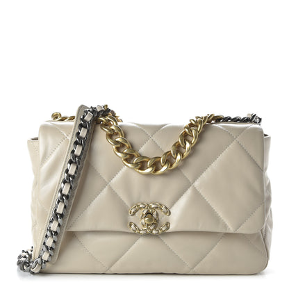 Chanel Lambskin Quilted Large 19 Flap Beige 1 of 11
