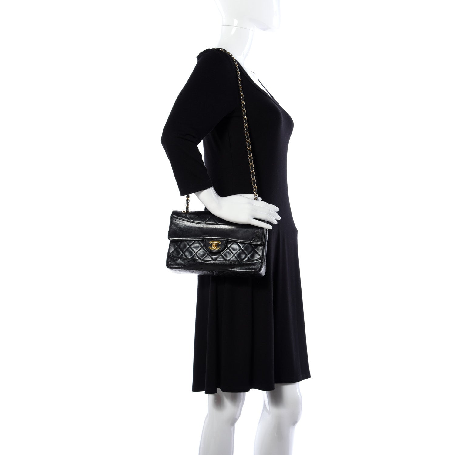 Chanel Lambskin Quilted Medium Single Flap Black 2 of 24