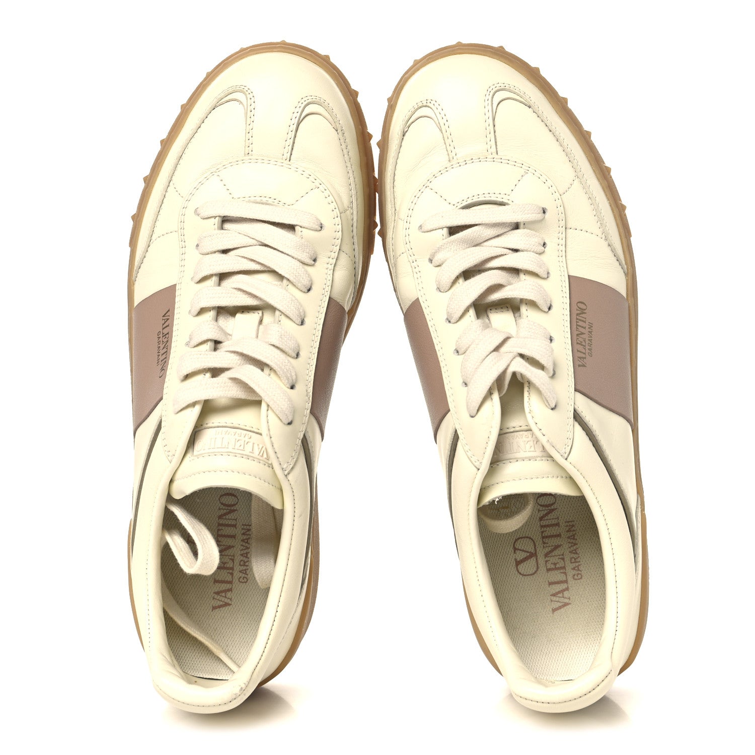 Valentino Garavani Calfskin Nappa Upvillage Sneakers 39 Ivory Rose Cannelle Skin Ambra 2 of 9