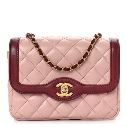 Chanel Lambskin Quilted Mini Two Tone Day Flap Pink Burgundy 1 of 13