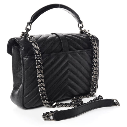 Saint Laurent Sheepskin Matelasse Chevron Monogram Medium College Bag Black 3 of 10