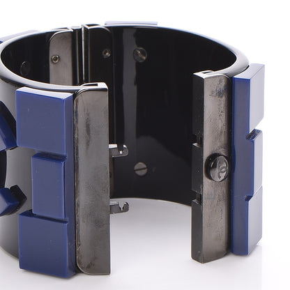 Chanel Plexiglass Lego Boy Cuff Black Blue 4 of 6