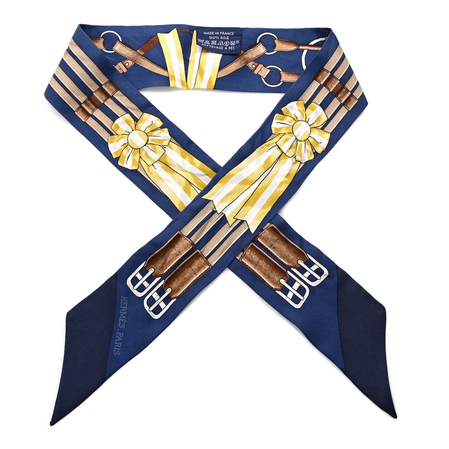 Hermes Silk Jumping Twilly Marine Gold Brun 1 of 6