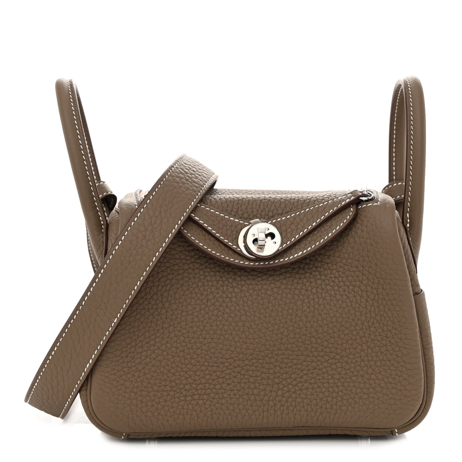 Hermes Taurillon Clemence Mini Lindy 20 Etoupe 1 of 10