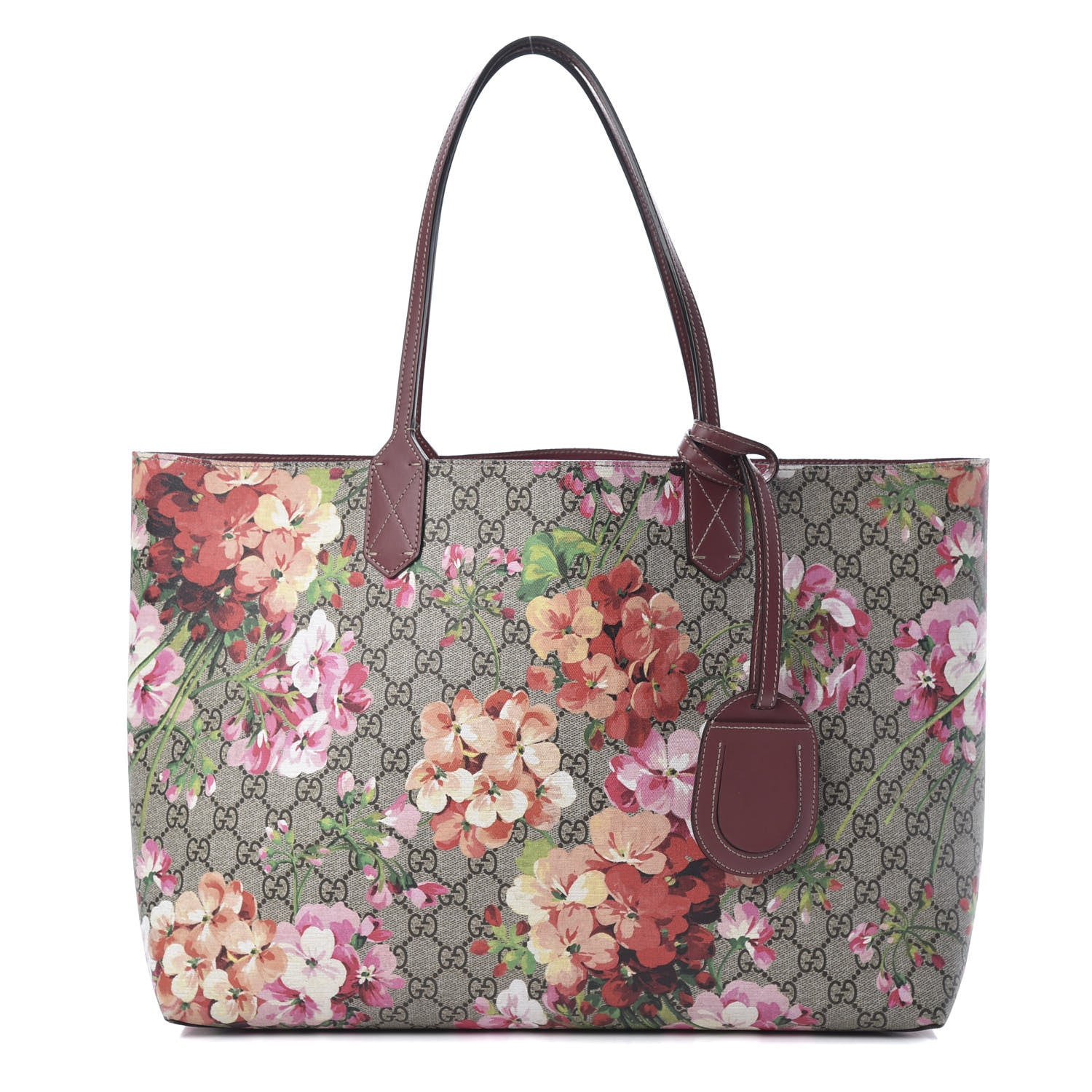 Gucci GG Supreme Monogram Blooms Medium Reversible Tote Beige Multicolor Dry Rose 1 of 18