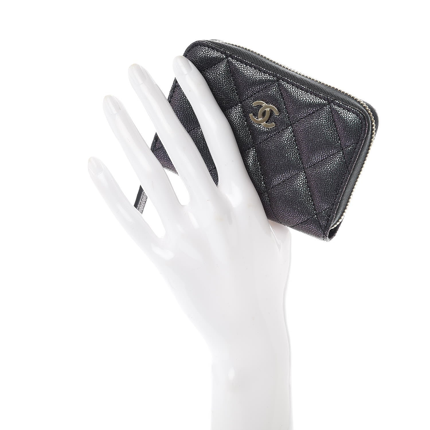 Chanel Iridescent Caviar Quilted Zip Coin Purse Black 2 of 8