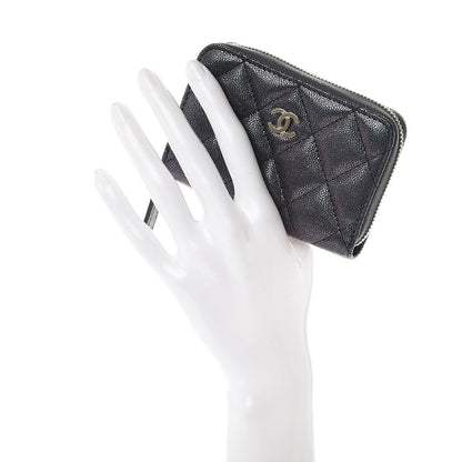 Chanel Iridescent Caviar Quilted Zip Coin Purse Black 2 of 8