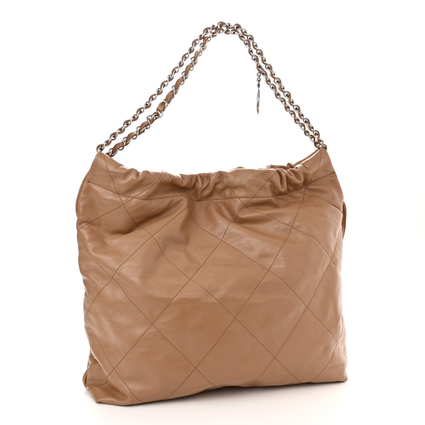 Shiny Calfskin Quilted Chanel 22 Camel