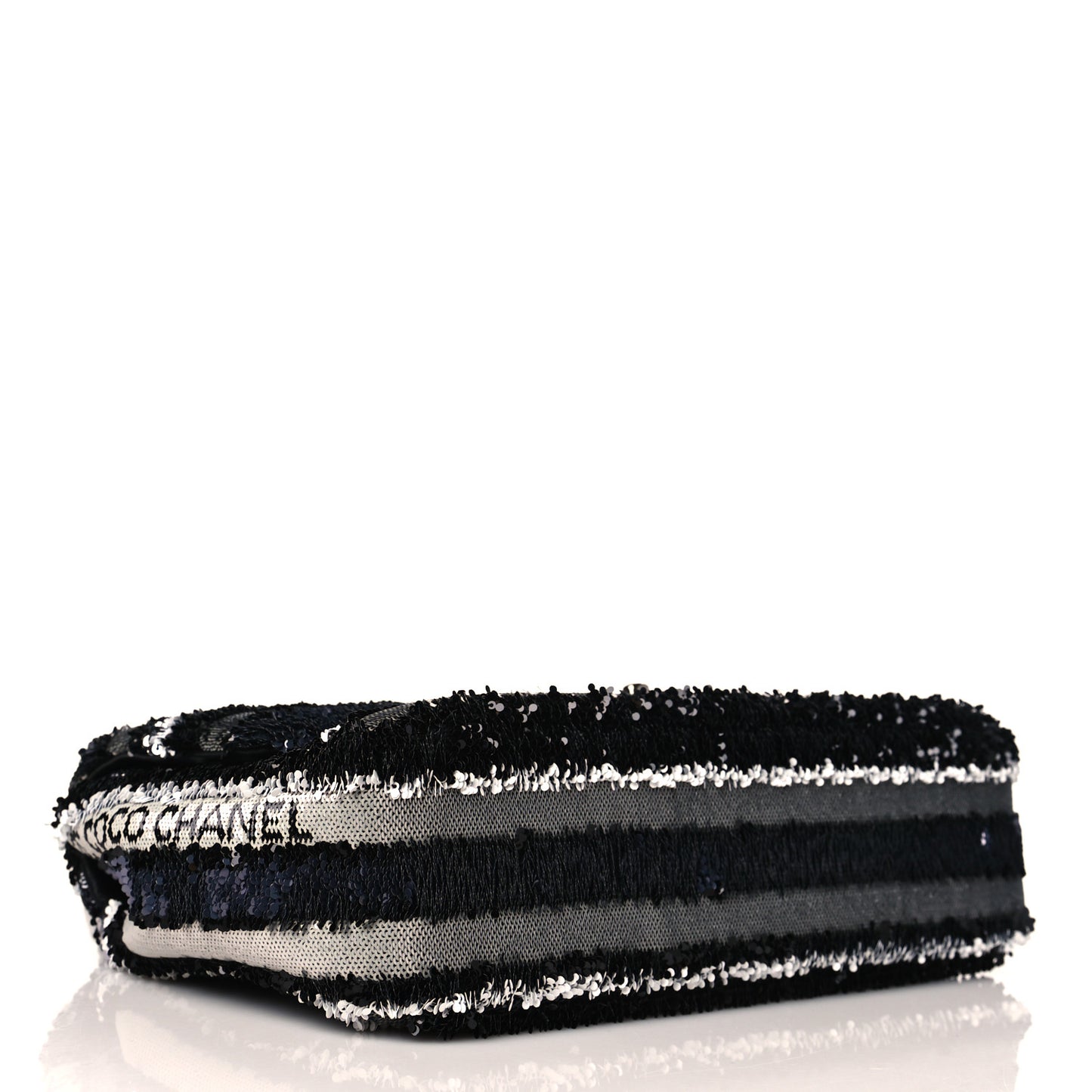 Sequin Logo Small Flap Black White