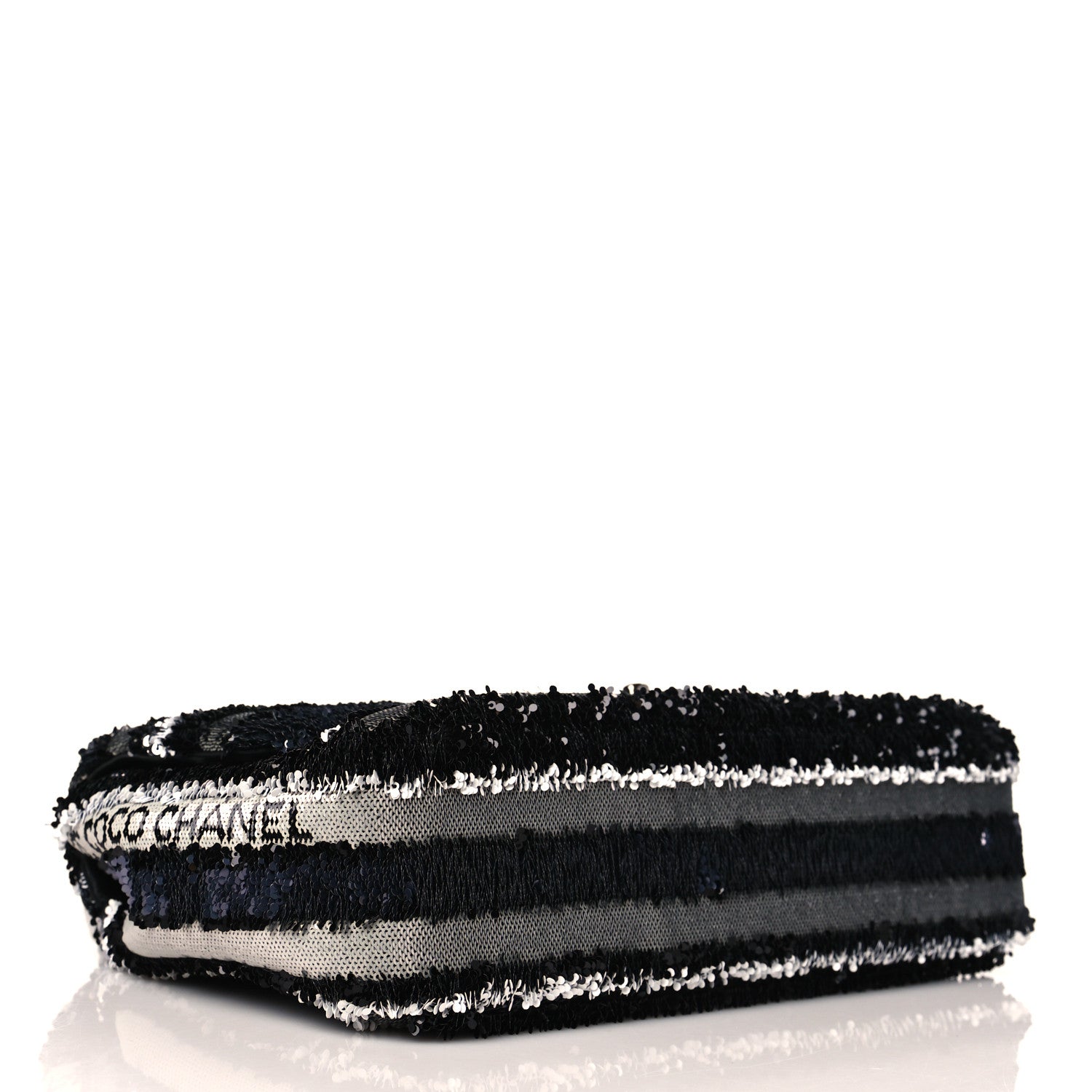 Chanel Sequin Logo Small Flap Black White 3 of 8