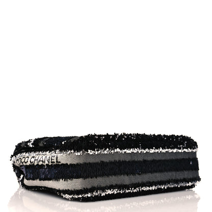 Chanel Sequin Logo Small Flap Black White 3 of 8