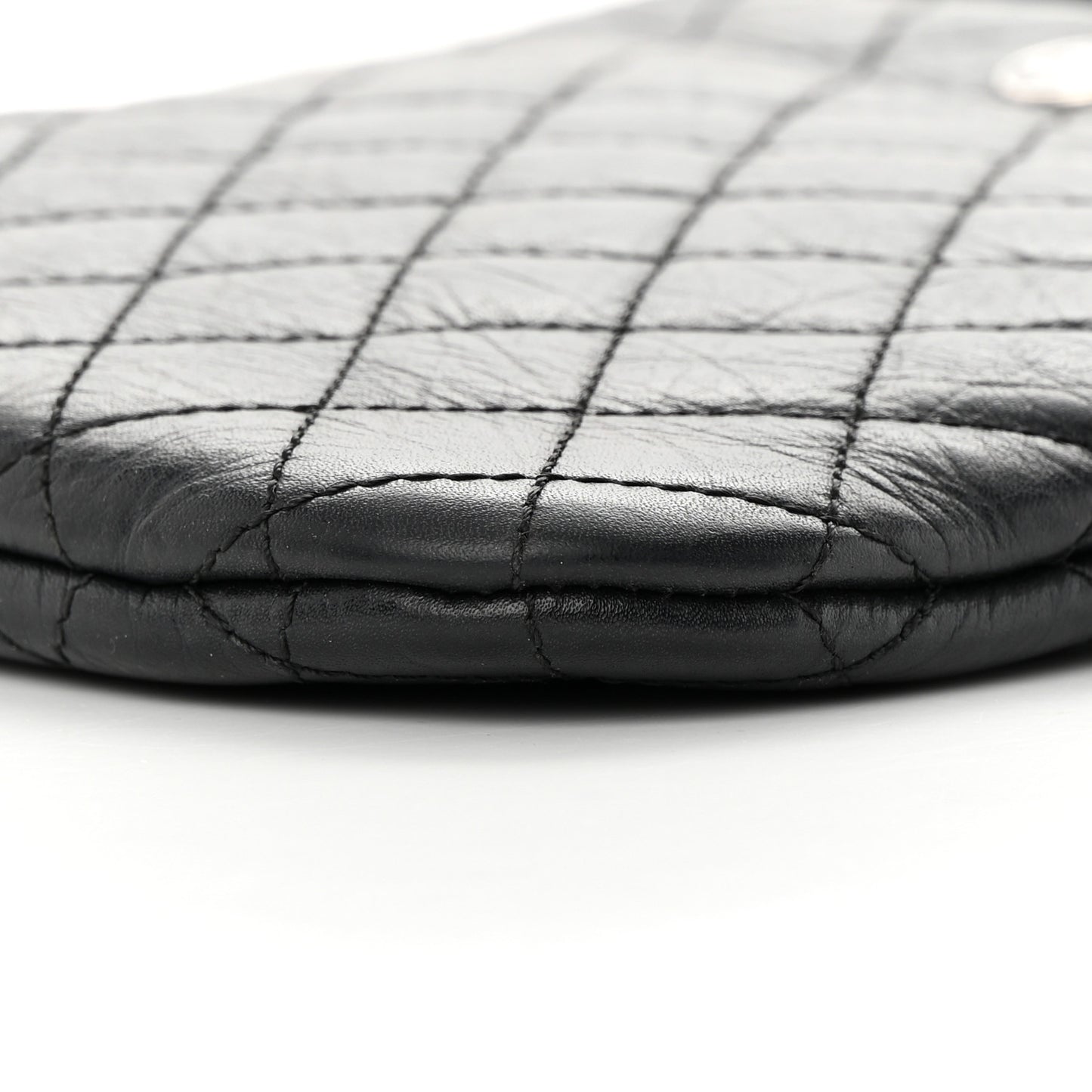 Aged Calfskin Quilted Crossbody Bag Black