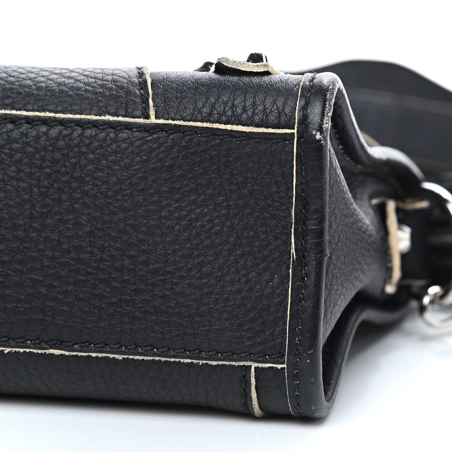 Supple Grained Calfskin Classic Silver Hardware Highlight Mini City Black
