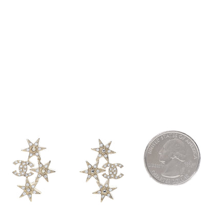 Chanel Crystal Pearl CC Star Earrings Gold 2 of 6