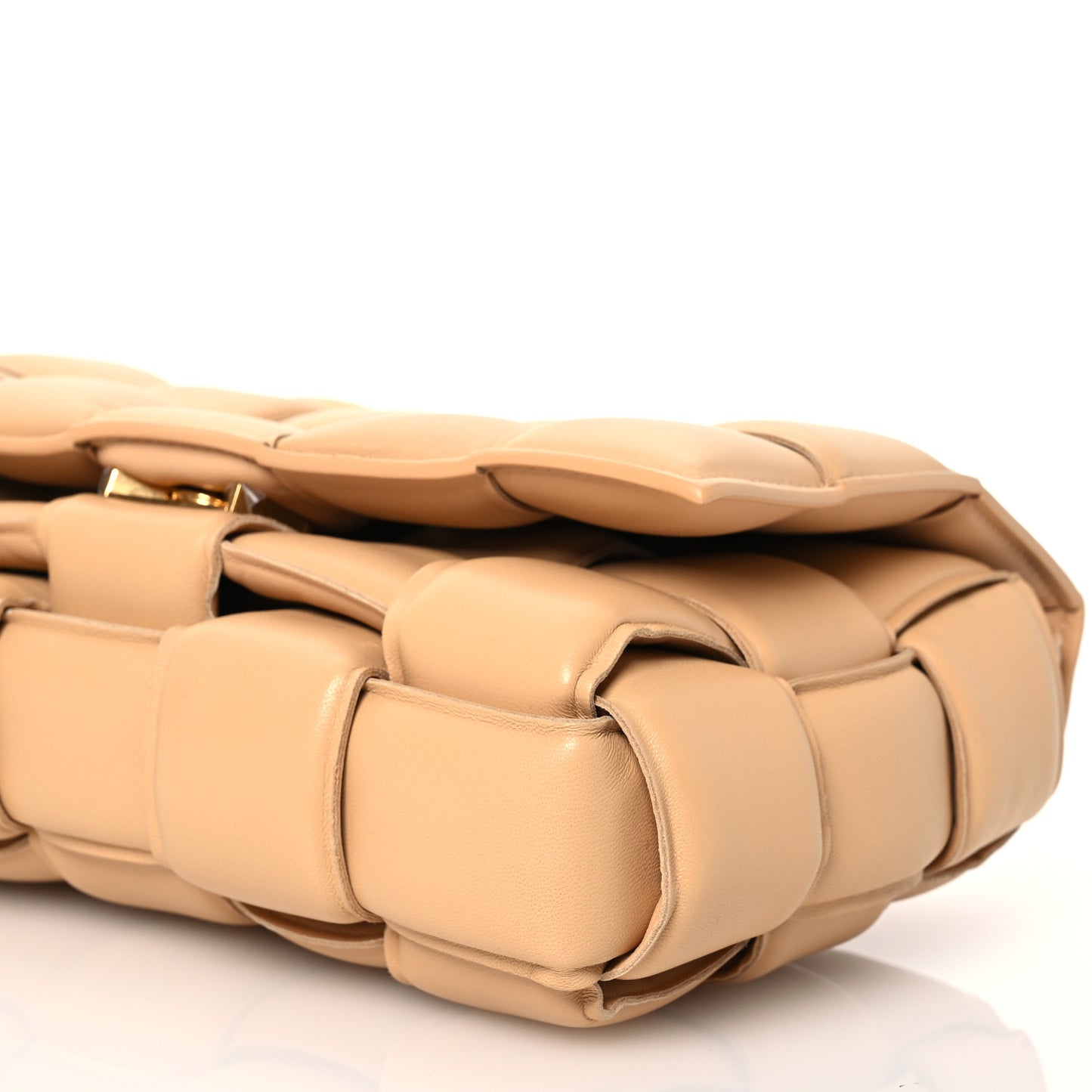 Nappa Maxi Intreccio Padded Cassette Crossbody Bag Almond