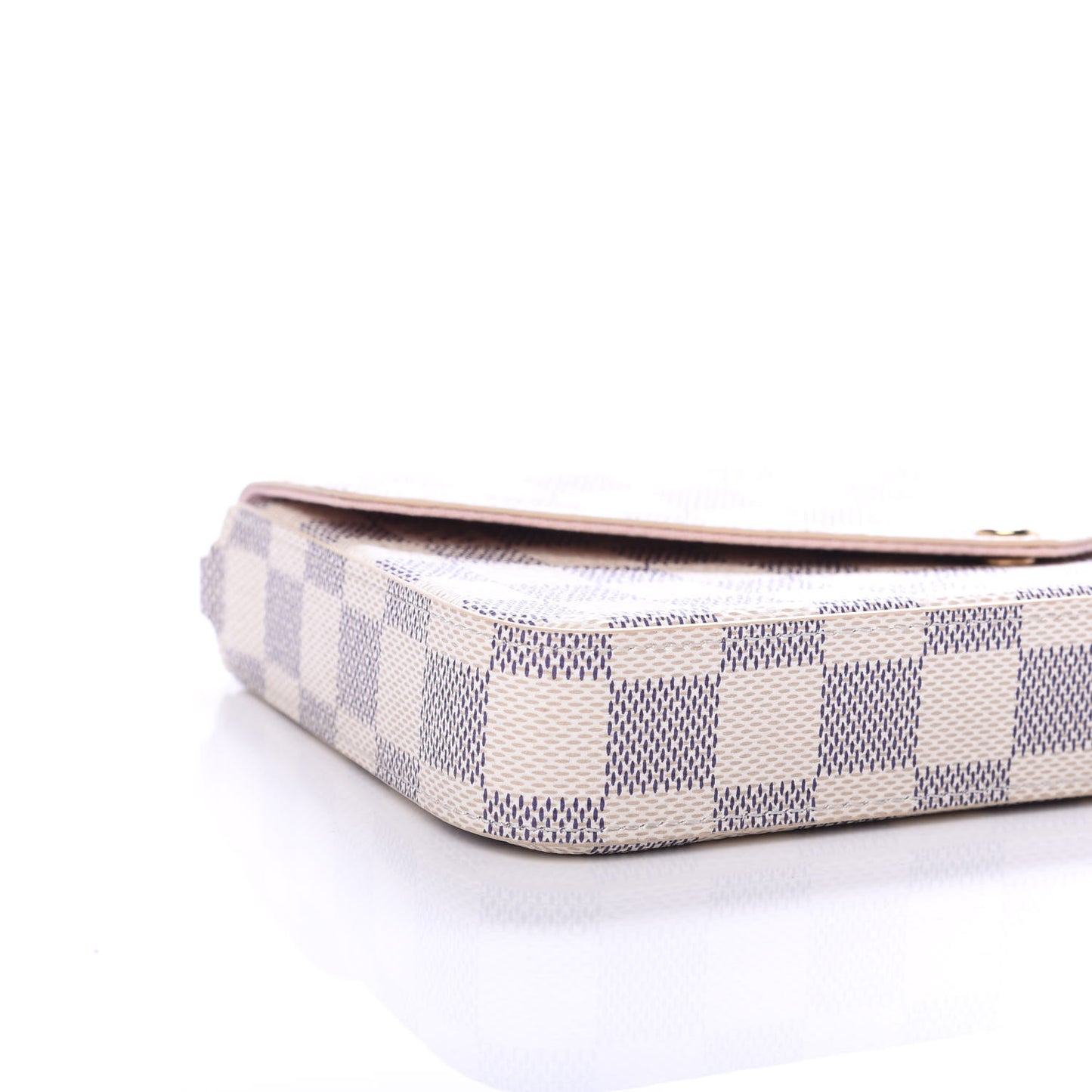 Damier Azur Pochette Felicie Chain Wallet Rose Ballerine