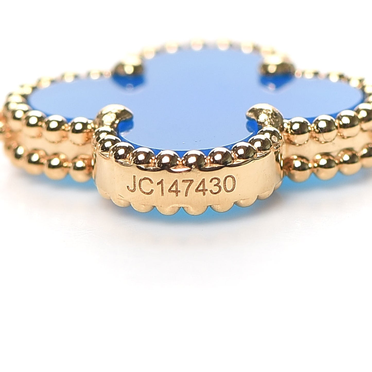 18K Yellow Gold Blue Agate 10 Motifs Vintage Alhambra Necklace