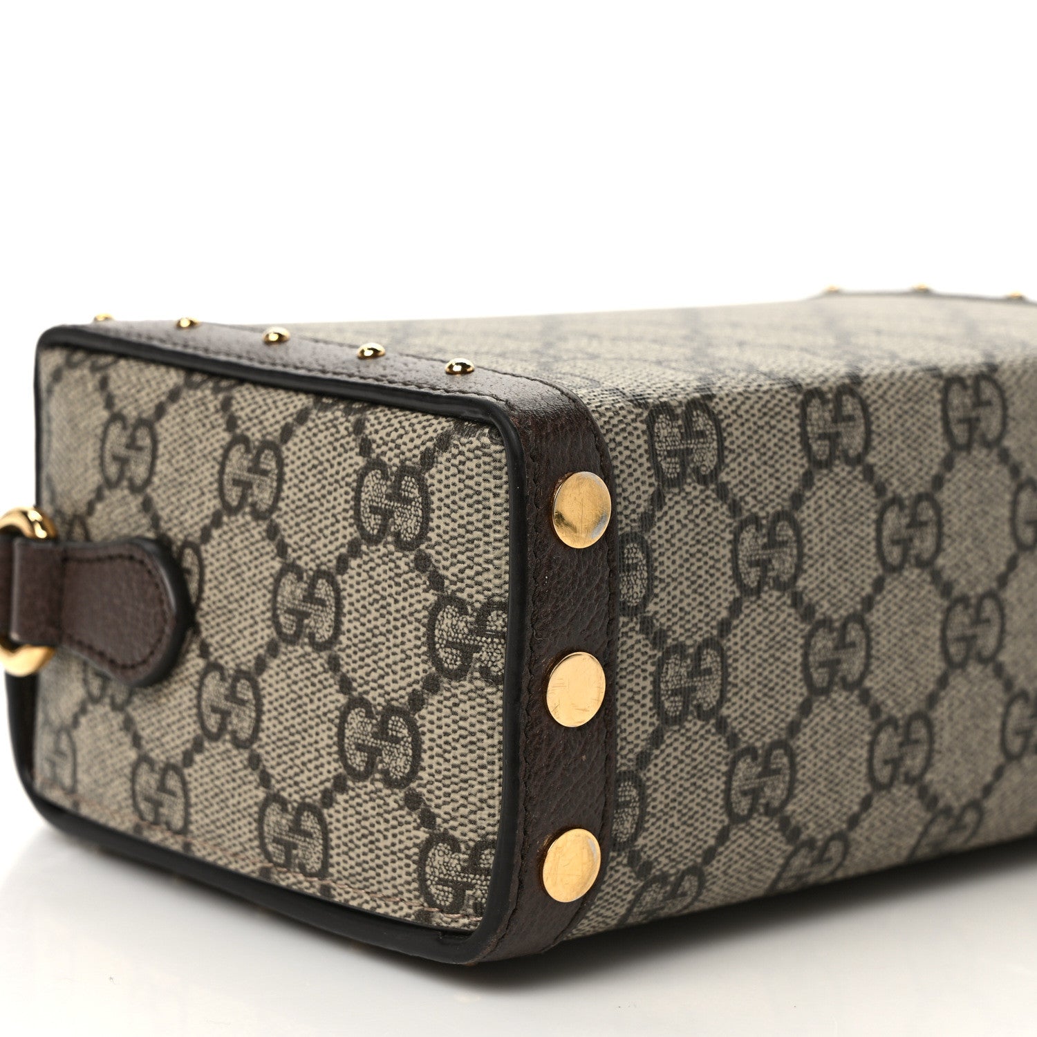 Gucci GG Supreme Monogram Textured Dollar Calfskin Mini Trunk Shoulder Bag Beige Ebony New Acero 6 of 9