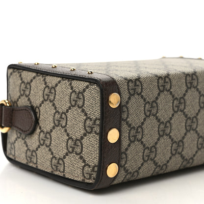 Gucci GG Supreme Monogram Textured Dollar Calfskin Mini Trunk Shoulder Bag Beige Ebony New Acero 6 of 9