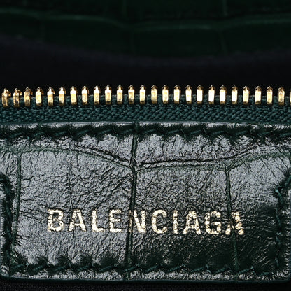 Balenciaga Extra Supple Calfskin Monochrome Crocodile Embossed Medium Le Cagole Shoulder Bag Forest Green 6 of 13