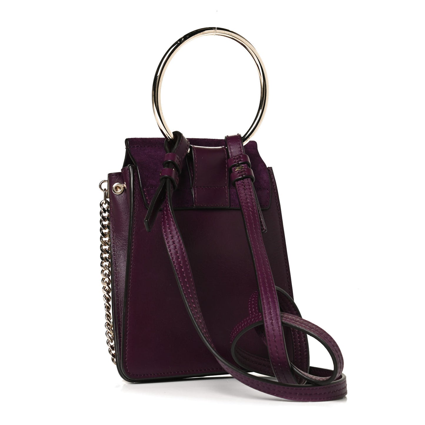 Suede Calfskin Mini Faye Bracelet Bag Nightfall Purple