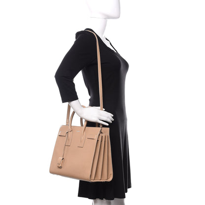 Saint Laurent Grained Calfskin Small Sac De Jour Dark Beige 2 of 11