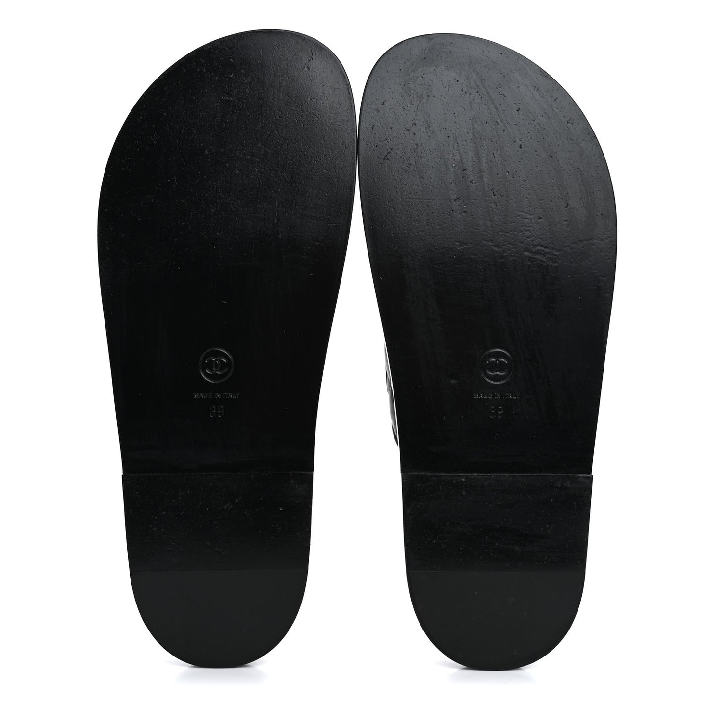 Lambskin Quilted Velcro Dad Chain CC Slide Sandals 39 Black