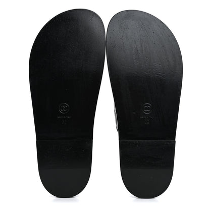 Chanel Lambskin Quilted Velcro Dad Chain CC Slide Sandals 39 Black 6 of 10