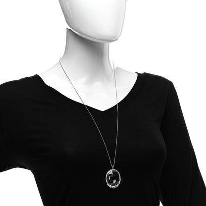 Tiffany Sterling Silver Rock Crystal Ziegfeld Oval Pendant Necklace 2 of 5