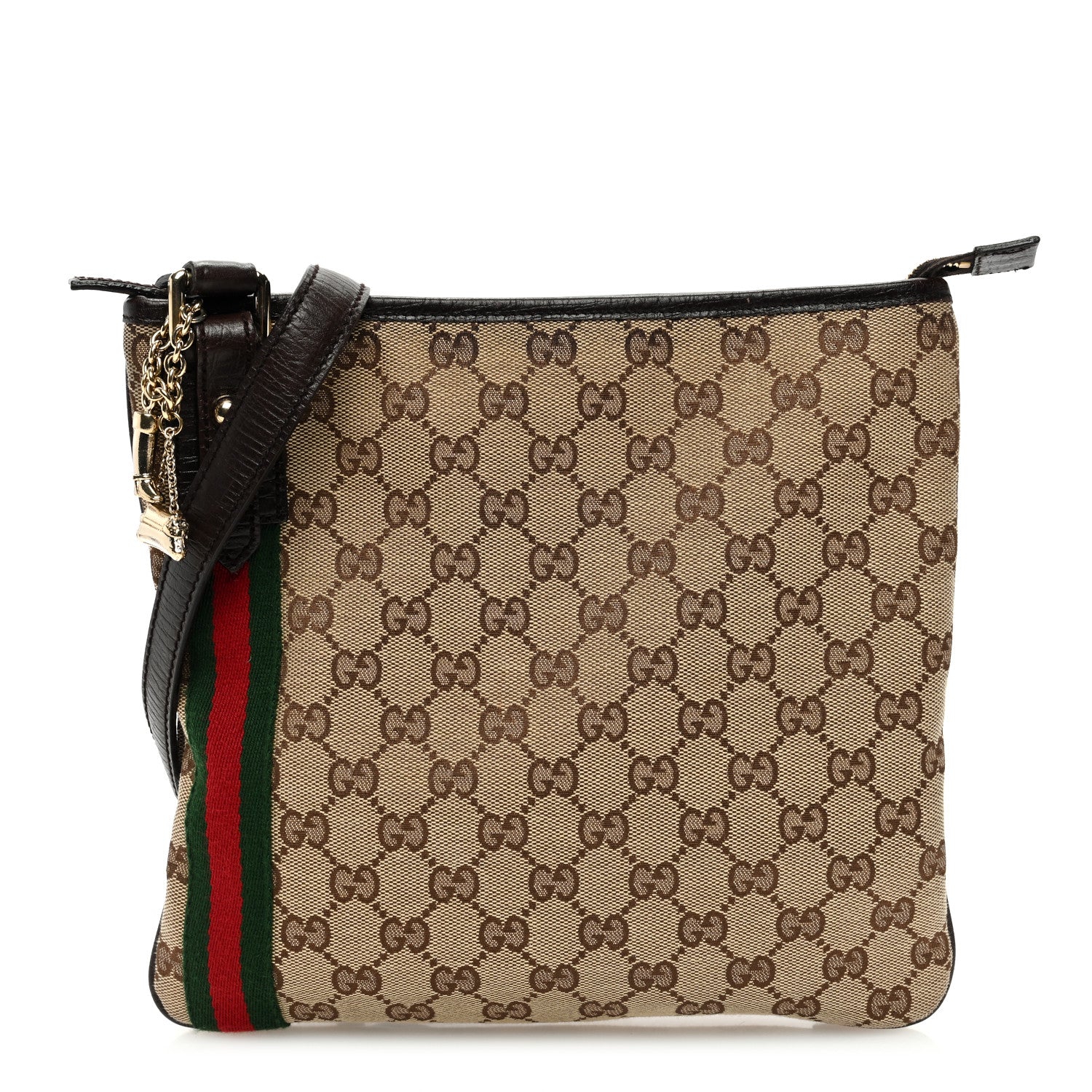 Gucci Monogram Web Jolicoeur Charms Messenger Dark Brown 1 of 10