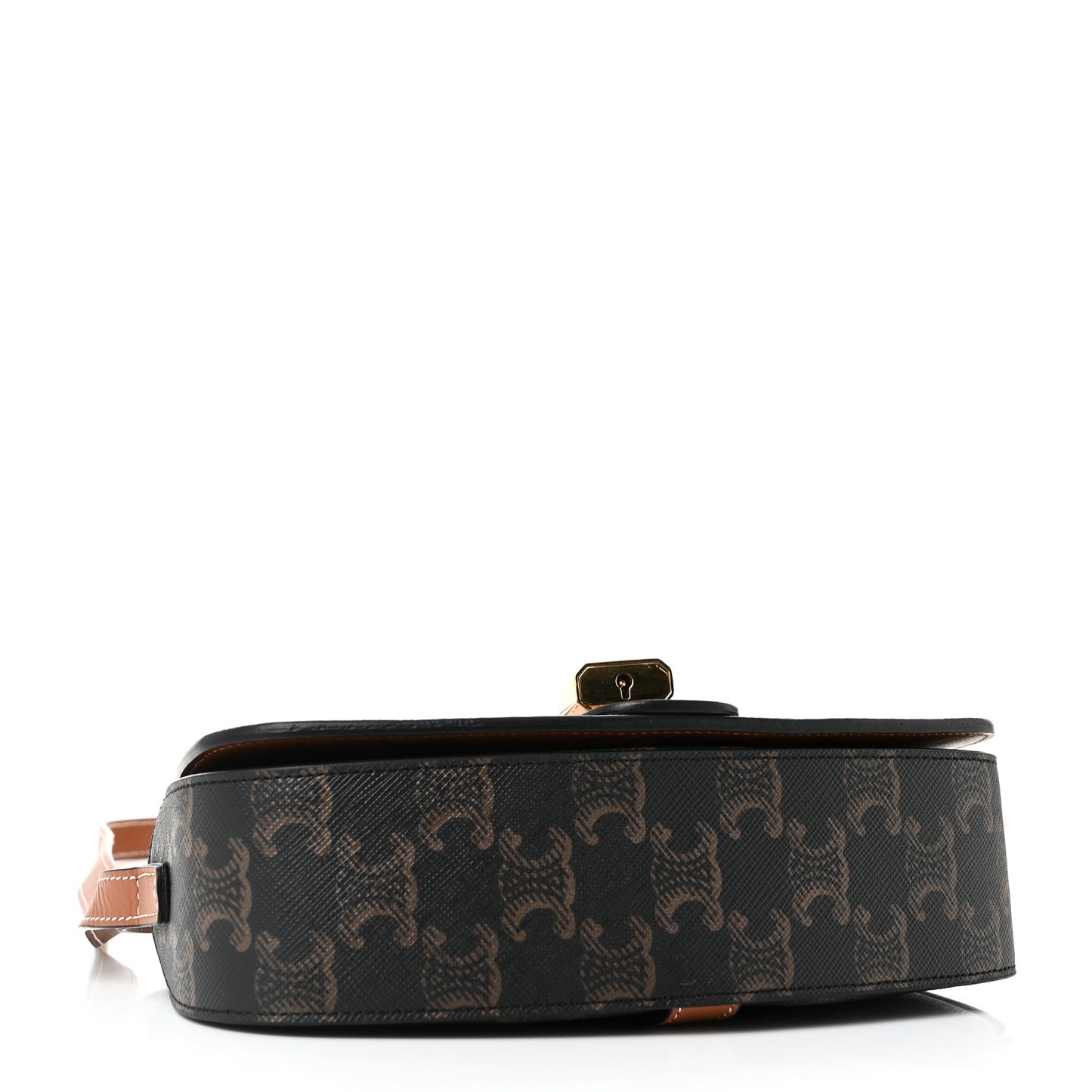 Triomphe Canvas Calfskin Tabou Clutch on Strap Tan