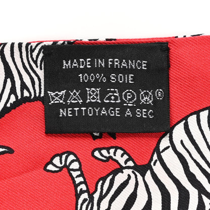 Hermes Silk Les Zebres Twilly Rouge Black White 2 of 4
