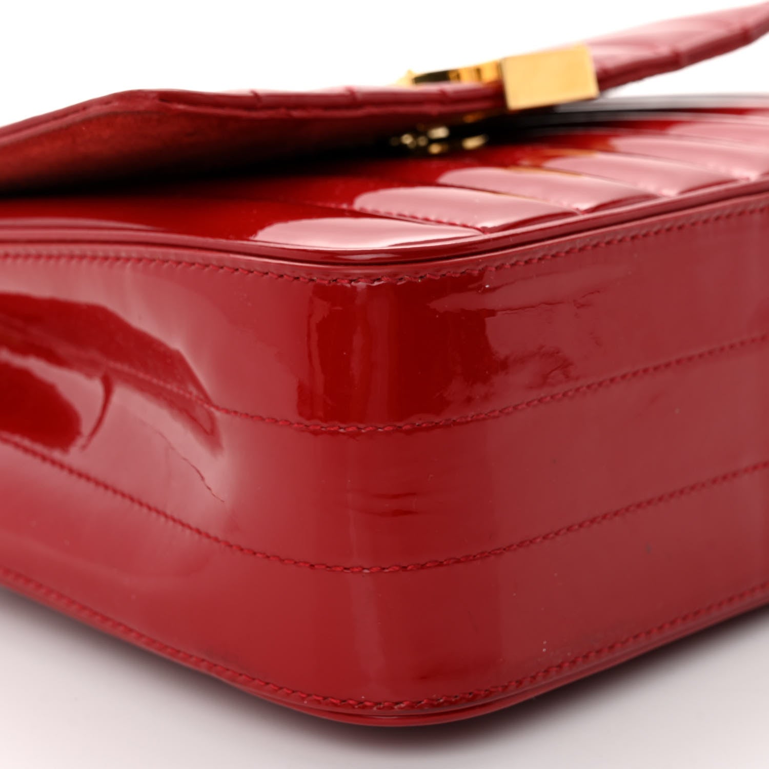 Saint Laurent Patent Calfskin Matelasse Medium Vicky Chain Bag Rouge Eros 8 of 12