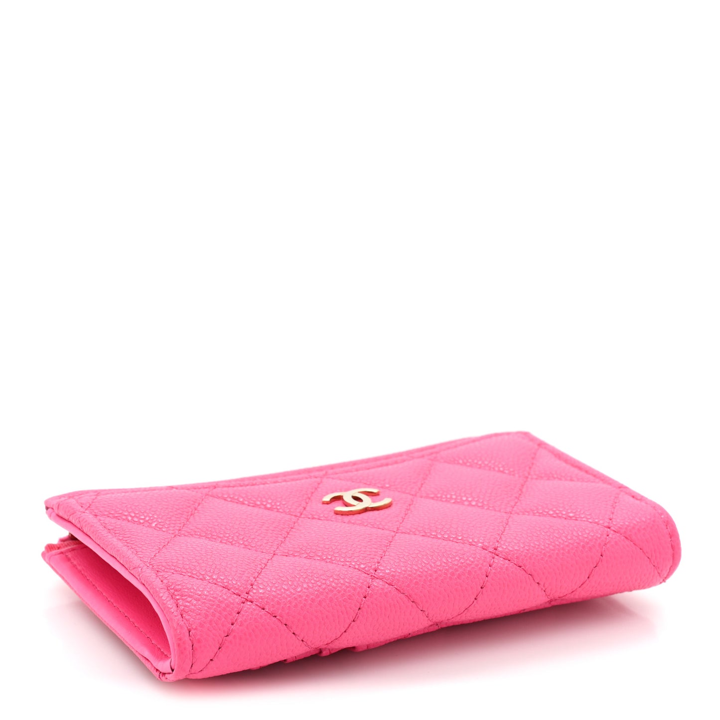 Caviar Quilted CC Zip Around Card Holder Pink