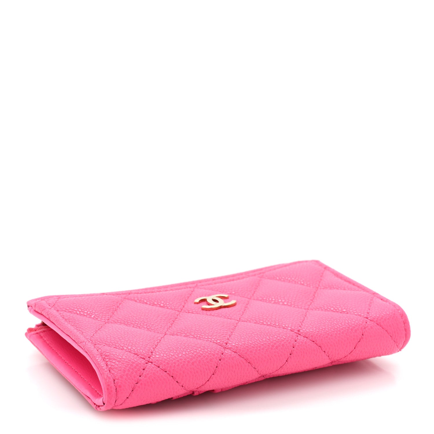 Chanel Caviar Quilted CC Zip Around Card Holder Pink 5 of 12