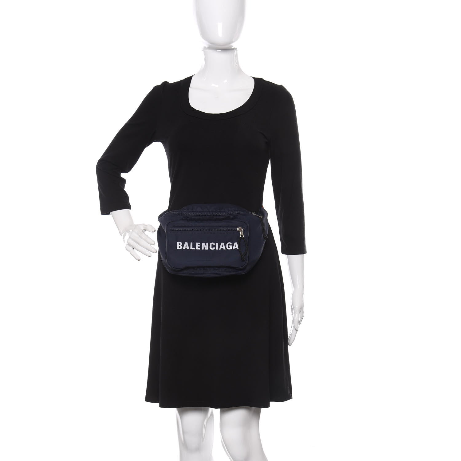 Balenciaga Sport Nylon Logo Embroidered Wheel Beltpack Navy Blue Red 2 of 11