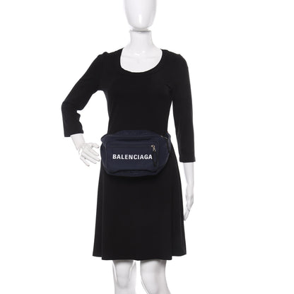 Balenciaga Sport Nylon Logo Embroidered Wheel Beltpack Navy Blue Red 2 of 11