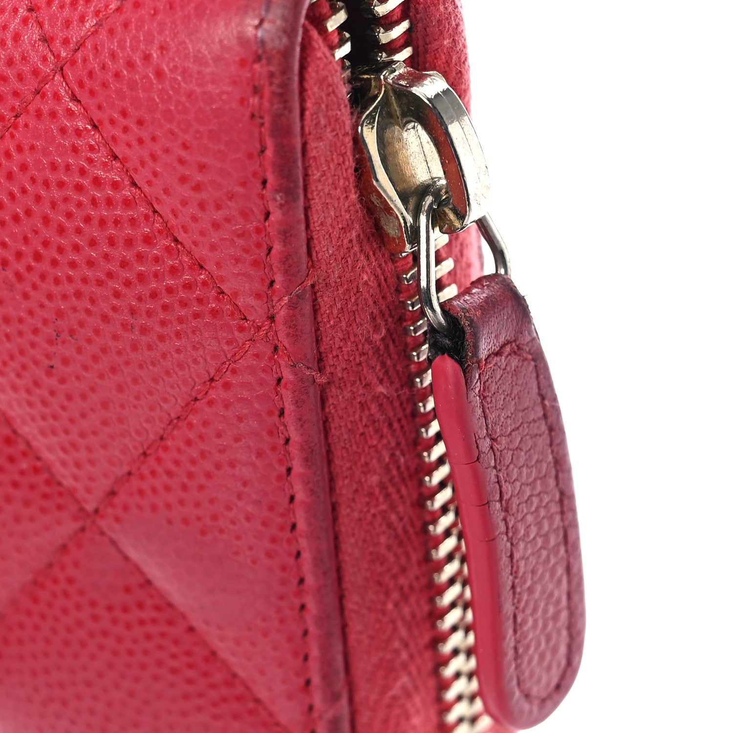 Chanel Caviar Quilted Large Gusset Zip Around Wallet Fuchsia 13 of 22