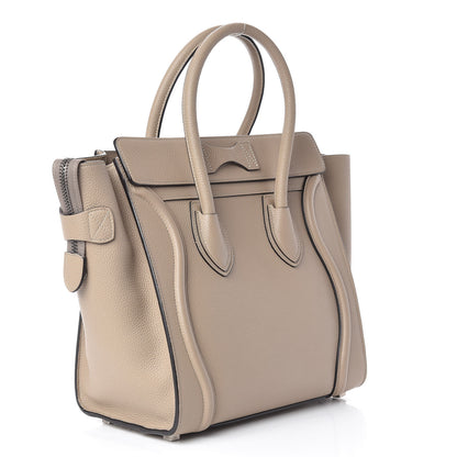 Celine Drummed Calfskin Micro Luggage Dune 3 of 13