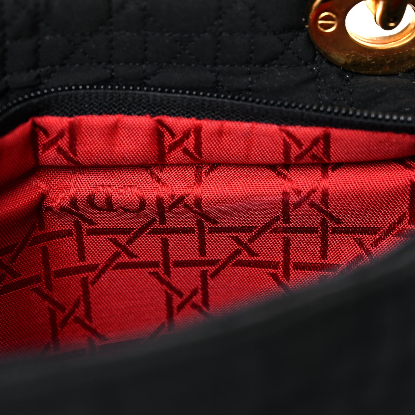 Nylon Cannage Medium Lady Dior Black