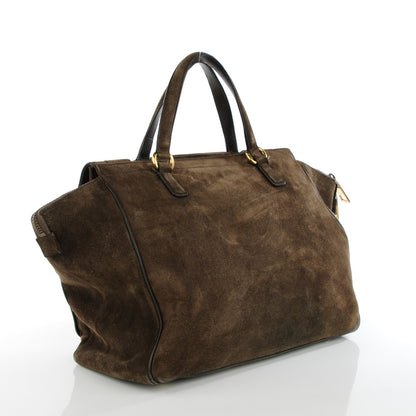 Gucci Suede Medium 1973 Top Handle Satchel Olive 3 of 7