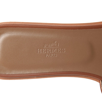 Hermes Box Calfskin Oran Sandals 39 Gold 7 of 9