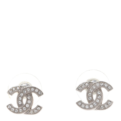 Chanel Crystal Mini Timeless CC Earrings Silver 1 of 5