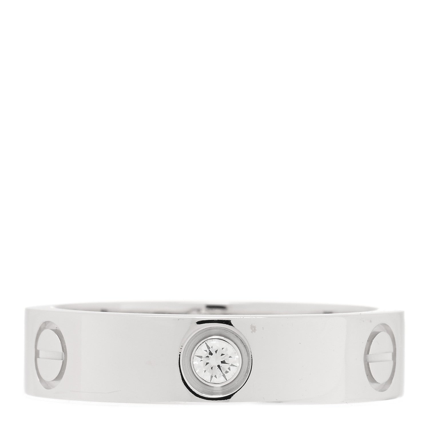 Cartier 18K White Gold 3 Diamond 5.5mm LOVE Ring 62 10 1 of 4