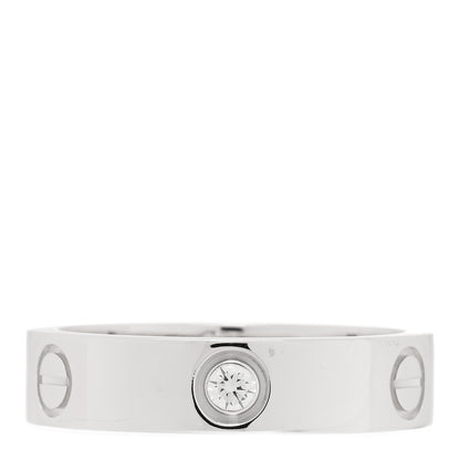 Cartier 18K White Gold 3 Diamond 5.5mm LOVE Ring 62 10 1 of 4