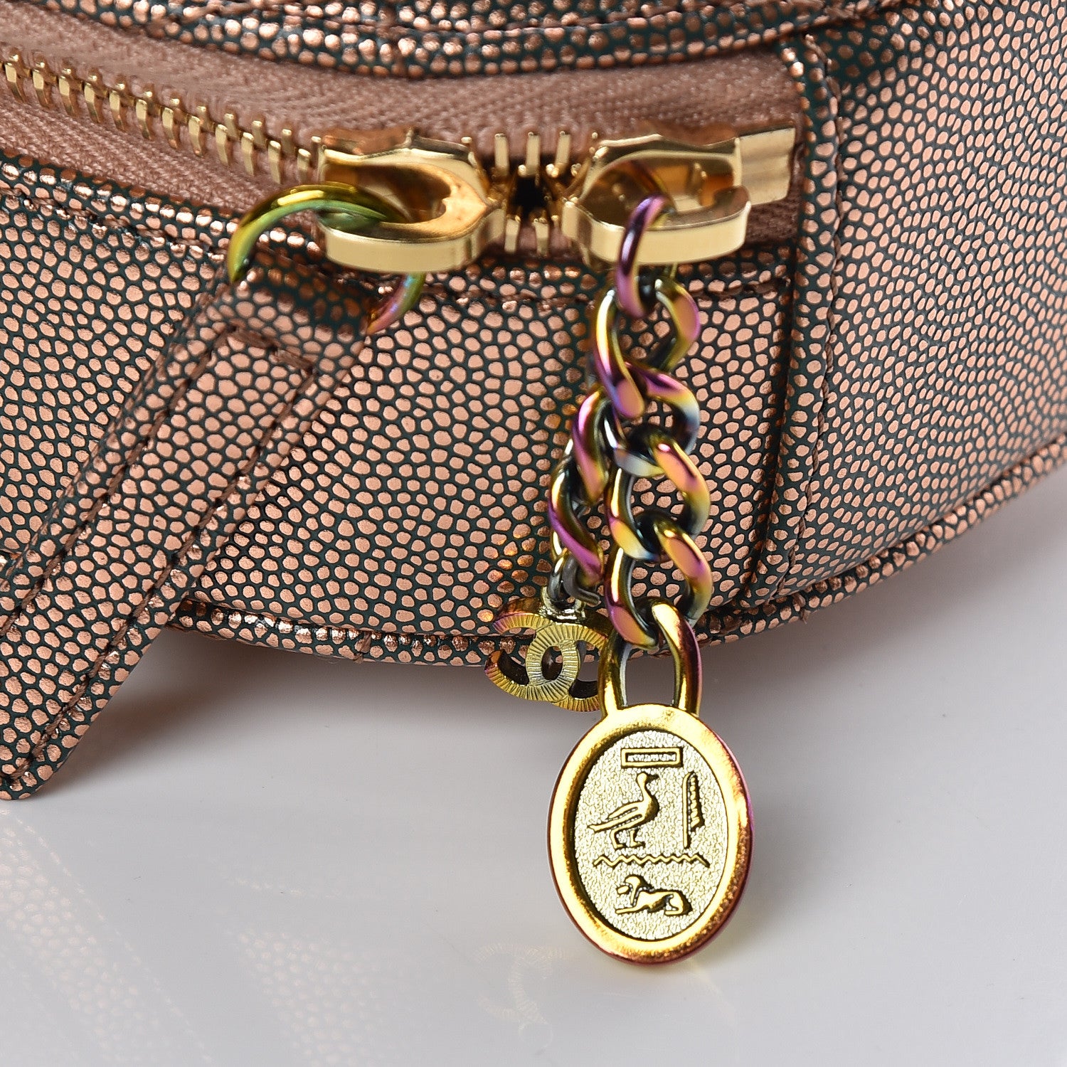 Chanel Metallic Caviar Quilted Camera Case Copper 10 of 11