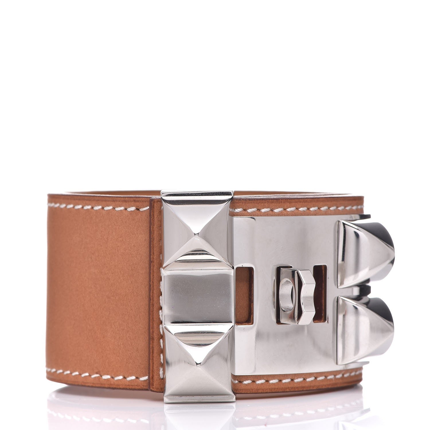 Hermes Barenia Collier De Chien CDC Bracelet L Fauve 3 of 9