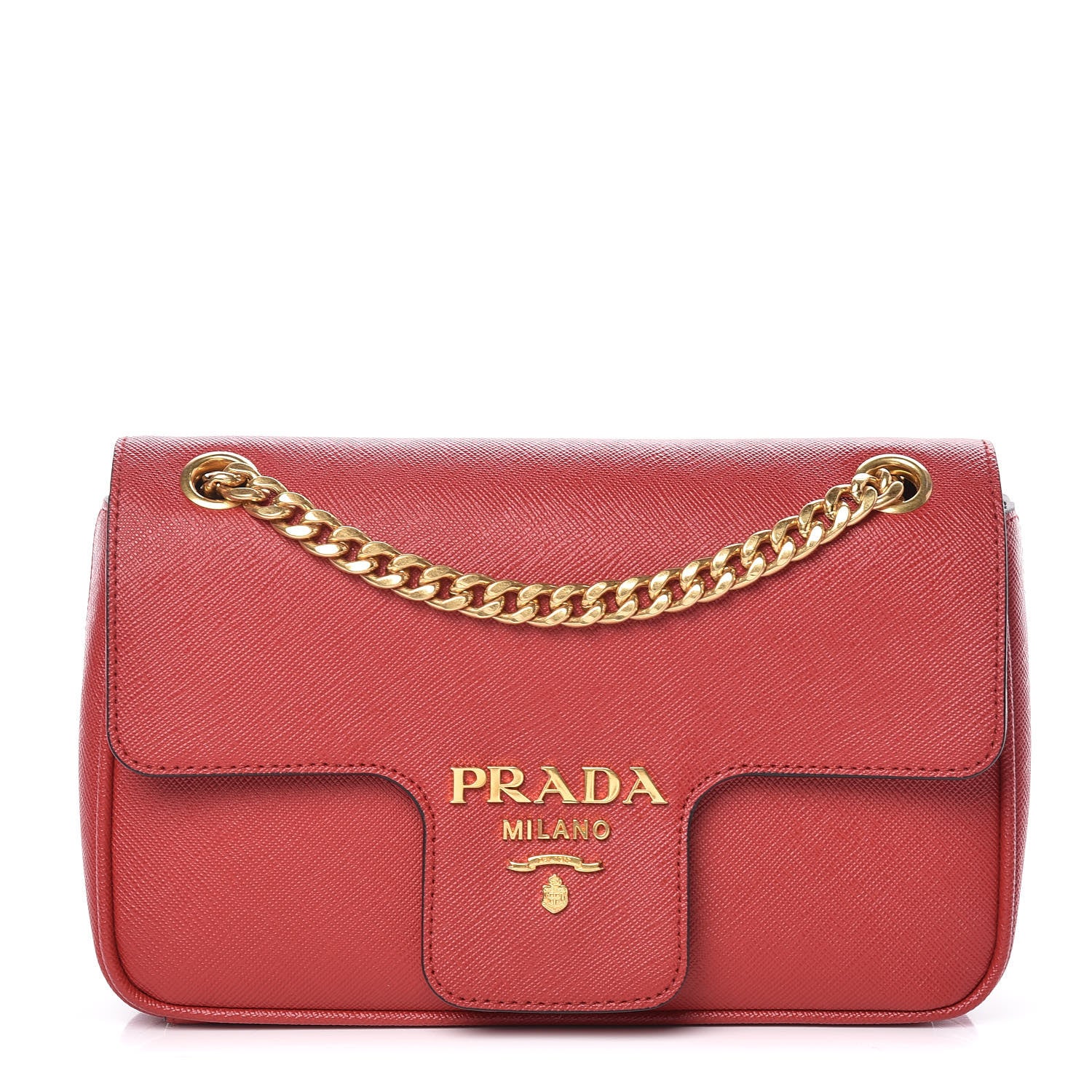 Prada Saffiano Flap Shoulder Bag Fuoco 1 of 10