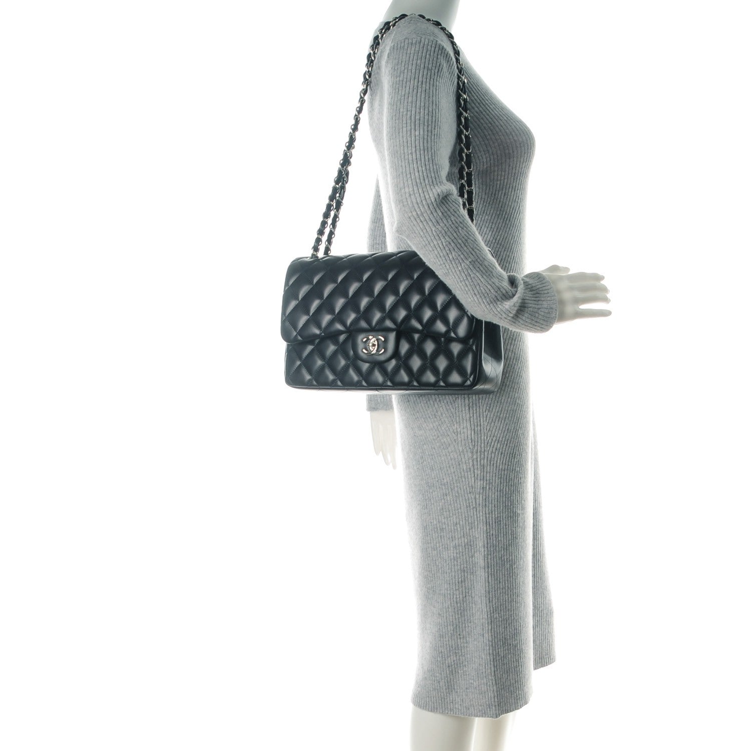 Chanel Lambskin Quilted Jumbo Double Flap Dark Navy Blue 2 of 8