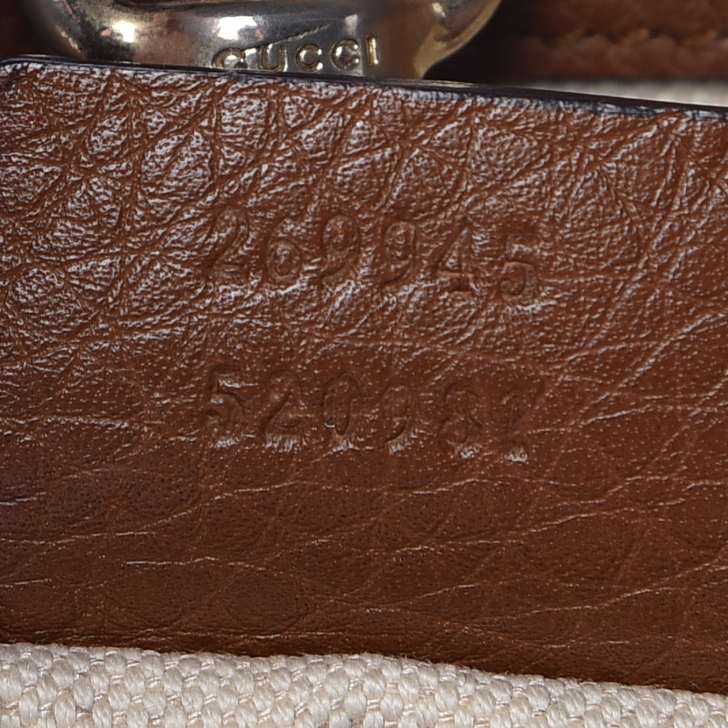 Gucci Monogram Cellarius Calfskin Medium Bella Tote Beige Ebony Cuir 9 of 20